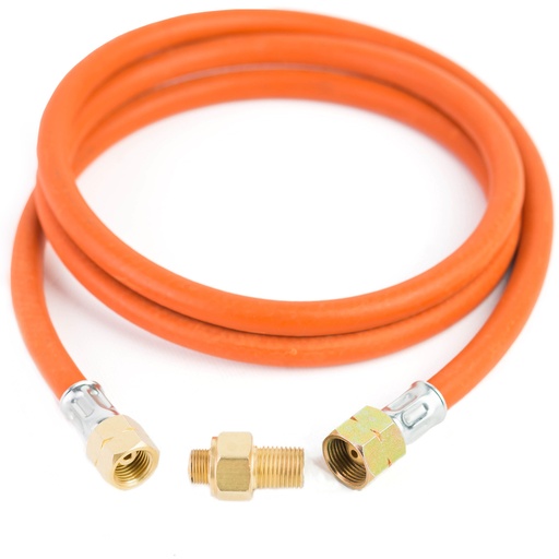 Connection reduction for tourist gas cylinder G 3/8" L - 7/16" hose 1.5m