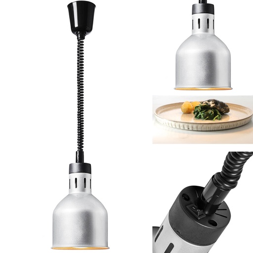 Infraraudonųjų spindulių maisto pašildymo lempa IR pakabukas sidabrinis dia. 17,5 cm 250 W