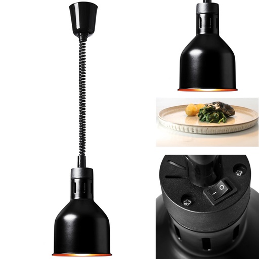 Infrasarkanā pārtikas sildīšanas lampa IR kulons melns dia. 17 cm 250 W 250 W