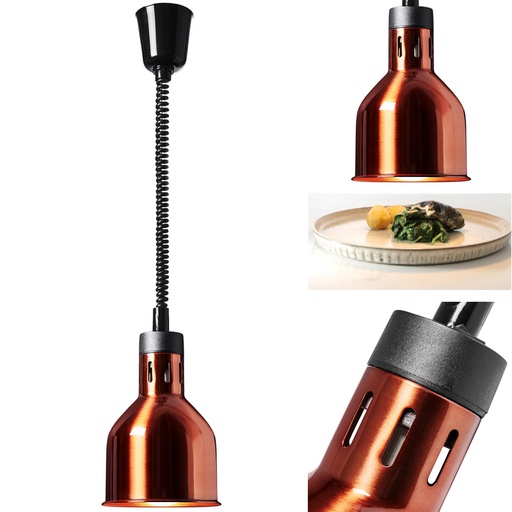 Infrasarkanā infrasarkanā pārtikas sildīšanas lampa piekaramais misiņa diametrs 17,5 cm 250 W