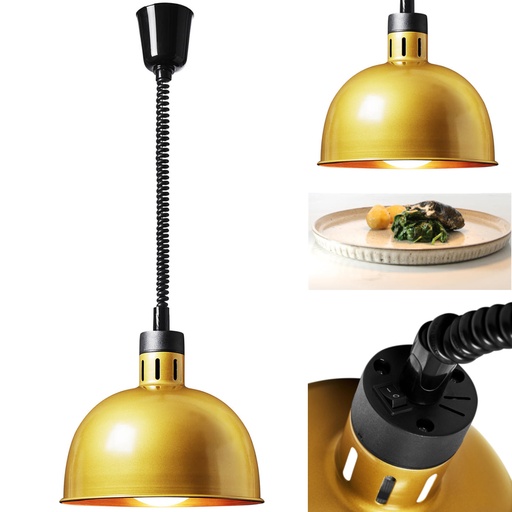Infrasarkanā pārtikas sildīšanas lampa IR kulons, zelta krāsā, ø 29 cm 250 W