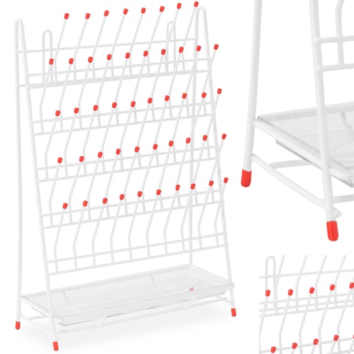 Laboratory test tube drying rack with drip tray for 48 test tubes