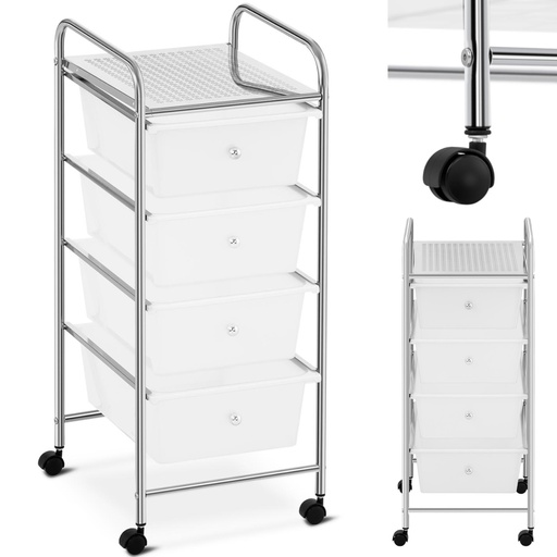 Bathroom cosmetic organizer cart with 4 drawers up to 28 kg 37 x 32.5 x 76 cm