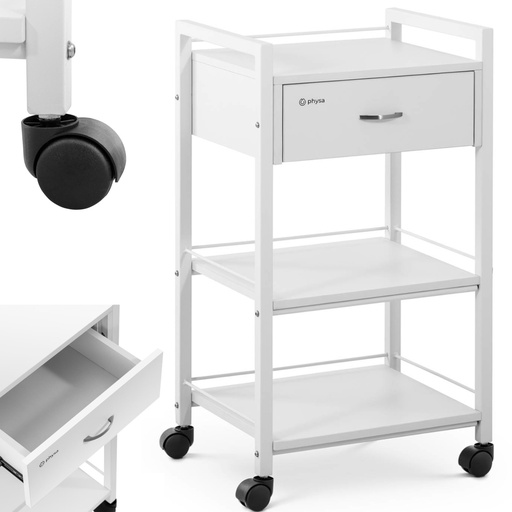 Cosmetic hairdressing assistant cart 1 drawer 3 shelves 47.5 x 40 x 85.5 cm white