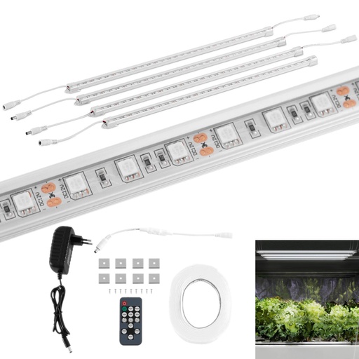 Augalų augimo lempa 120 LED 50 cm 20 W 4 vnt. sidabrinė