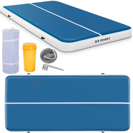 Gymnastic path acrobatic inflatable mat 300 x 200 x 20 cm blue and white