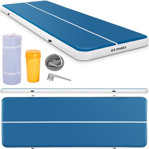Mat gymnastics path acrobatic inflatable mat 600 x 200 x 20 cm blue and white