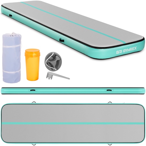 Gymnastic path acrobatic inflatable mat 400 x 100 x 20 cm green