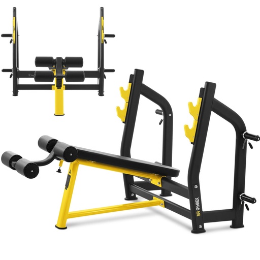 Head-down oblique barbell training bench black and yellow