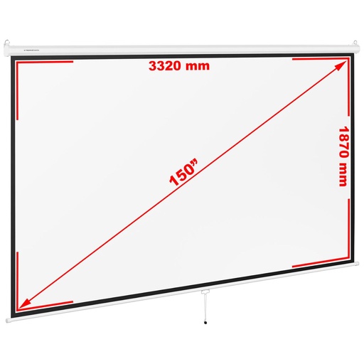 Projektoriaus ekranas pusiau automatinis sieninis lubinis matinis baltas 150'' 340x210 cm 16:9