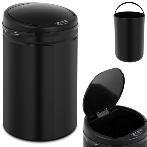 Bezkontakta automātiskā atkritumu tvertne ar konteineru un kustības sensoru 30 cm diapazons 30 l BLACK