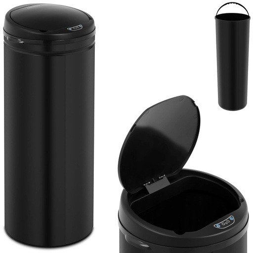 Bezkontakta automātiskā atkritumu tvertne ar konteineru un kustības sensoru 30 cm diapazons 50 l BLACK