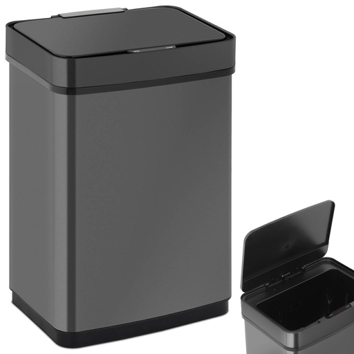 Taisnstūra bezkontakta automātiskā atkritumu urna ar kustības sensoru 30 cm 50 l BLACK