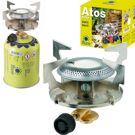 Tūrisma gāzes plīts gāzes patronām ar 7/16" vītni ATOS 1,8 kW