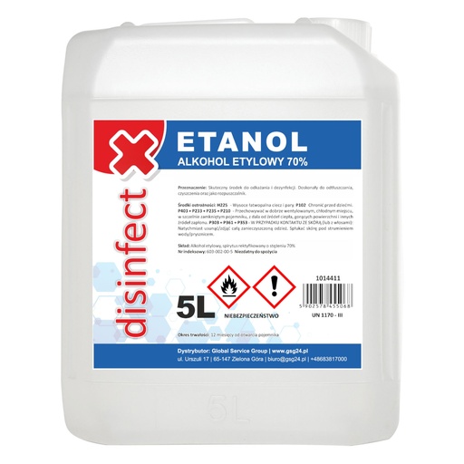 ETANOL - denaturētais etilspirts DISINFECT 70% 5L