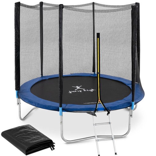 Garden trampoline with net and spring cover ¶ 244 cm up to 80 kg black-blue