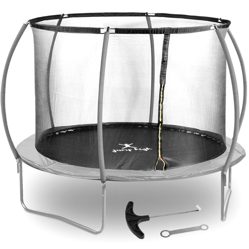 Garden trampoline with net and spring cover ¶ 305 cm up to 100 kg black-gray