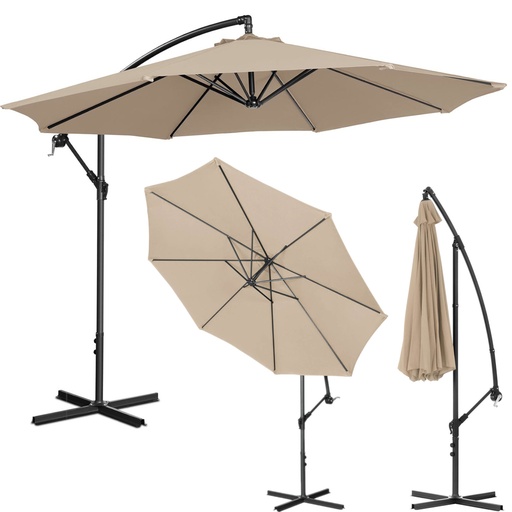 Garden umbrella on a cantilever round tilting diameter 300 cm cream
