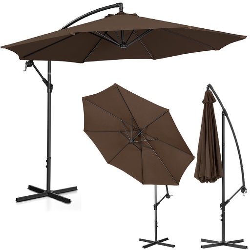 Garden umbrella on a boom circular tilting diameter 300 cm brown