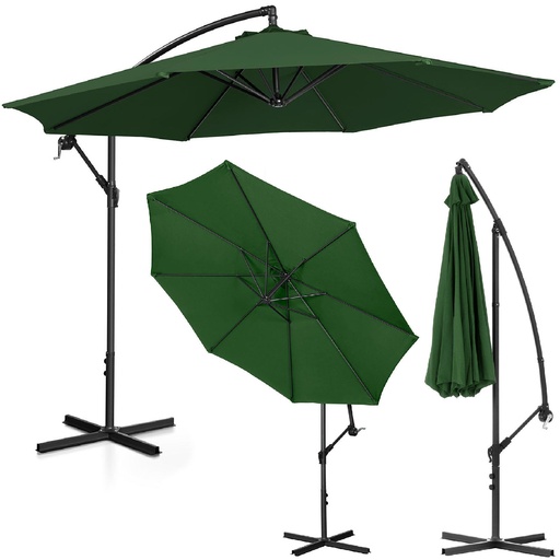 Garden umbrella on a boom round tilting diameter 300 cm green