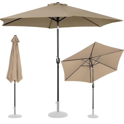 Garden umbrella round large tilt with crank 300 cm diameter gray-brown.