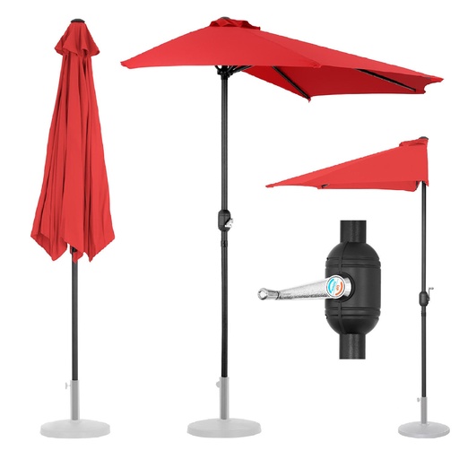Semi umbrella wall balcony terrace semi-circular 270 x 135 cm red