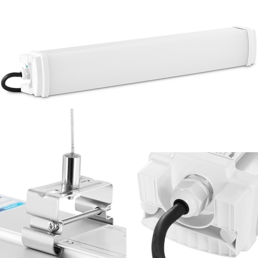 LED ūdensnecaurlaidīgs gaismeklis darbnīcām un noliktavām IP65 2200 lm 60 cm 20 W