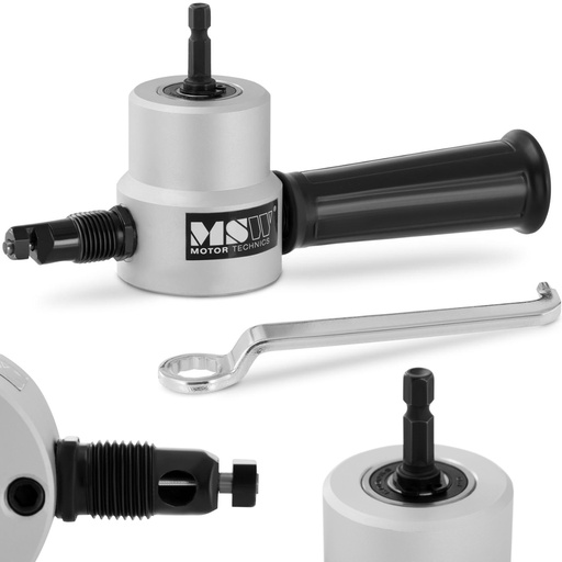 Adapter attachment for cutting sheet metal shears on the drill machine