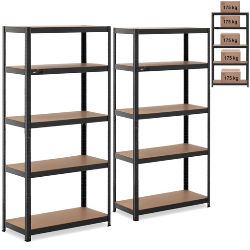 Metalinis sandėliavimo stelažas 5 lentynos 875 kg 90 x 40 x 180 cm pilkai mėlynas 2 vnt.