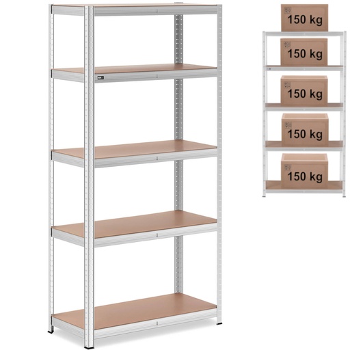 Metalinis sandėliavimo stelažas 5 lentynos 750 kg 100 x 50 x 197 cm pilkos spalvos
