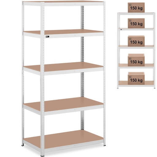 Metalinis sandėliavimo stelažas 5 lentynos 750 kg 100 x 60 x 197 cm pilkos spalvos