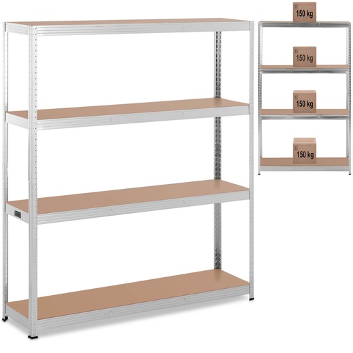 Metalinis sandėliavimo stelažas 4 lentynos 600 kg 160 x 40 x 180 cm pilkos spalvos