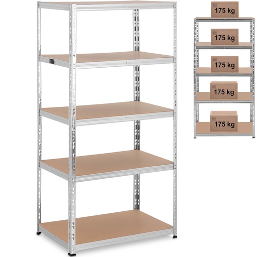 Metalinis sandėliavimo stelažas 5 lentynos 875 kg 90 x 60 x 180 cm pilkos spalvos
