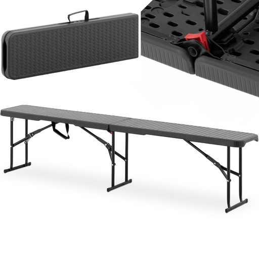 Juodos spalvos sulankstomas sodo maitinimo suolas iki 300 kg 183 x 30 x 43 cm