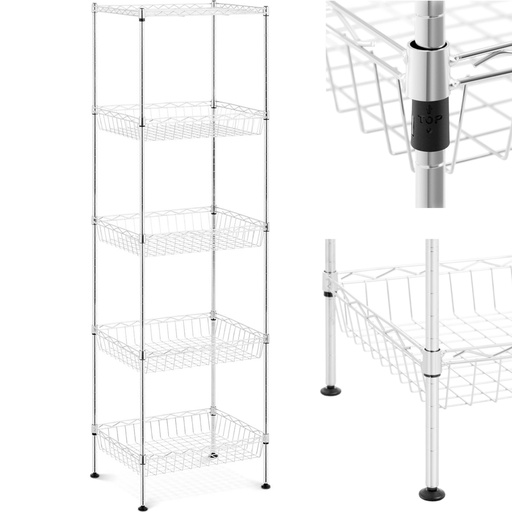 Metalinis vielinis stovas spintai laikyti 5 krepšiai 45 x 35 x 152 cm iki 100 kg