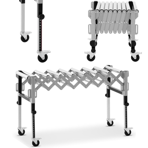 Ritininis konvejerio stalas, sulankstomas 9 ritiniais iki 130 kg 145 x 59 x 96 cm