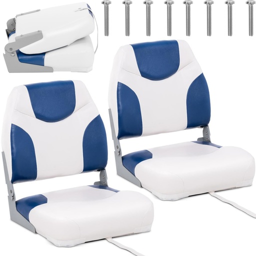 Seat folding seat for motorboat 50 x 42 x 51 cm white and blue 2 pcs.