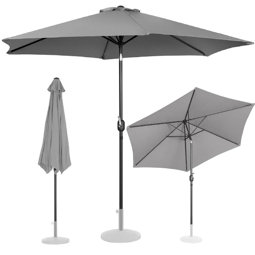 Garden umbrella round large tilt with crank 300 cm diameter dark gray.