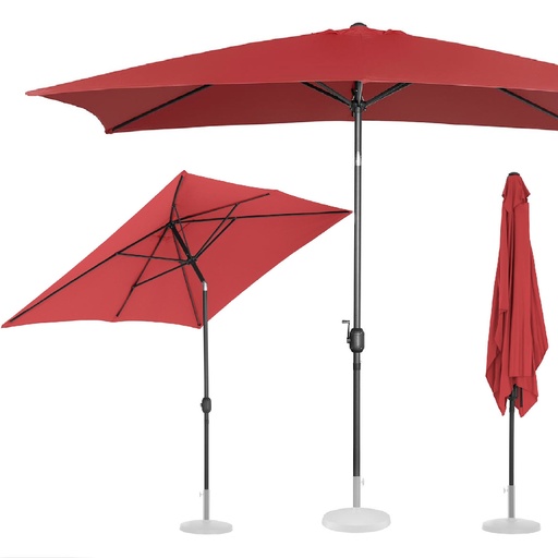 Rectangular patio umbrella with crank 200 x 300 cm maroon