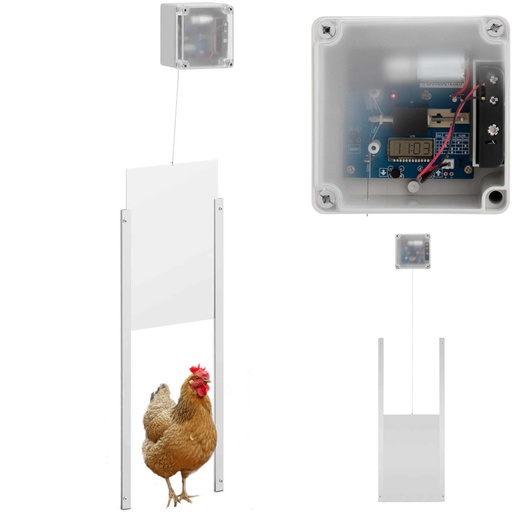 Automatic poultry house door flap with light sensor LCD battery power supply