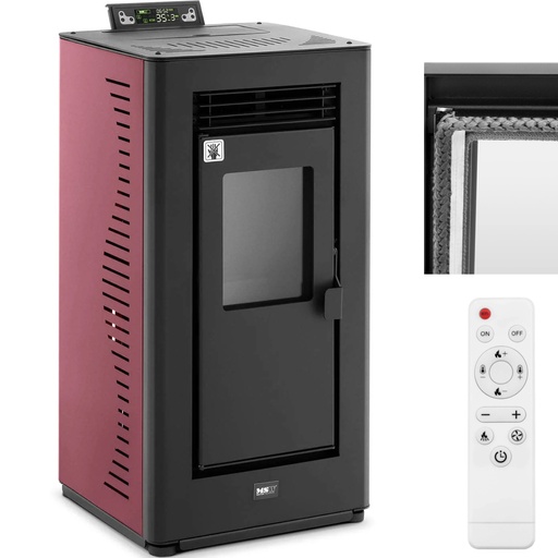 Free standing pellet stove with remote control 50-225 m3 9000 W.