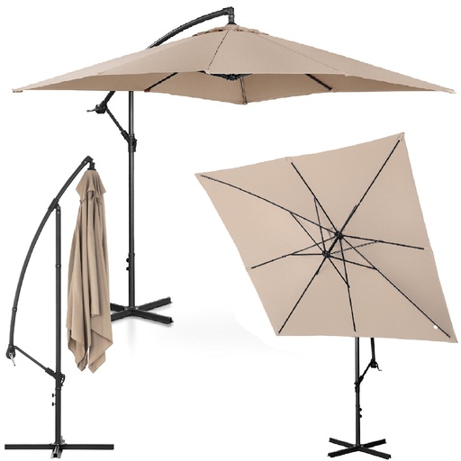 Kvadratinės strėlės sodo skėtis 250 x 250 cm kreminės spalvos