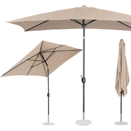 Rectangular garden umbrella tilt with crank 200 x 300 cm cream