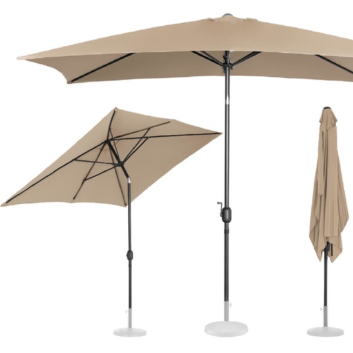 Rectangular garden umbrella tilt with crank 200 x 300 cm gray brown