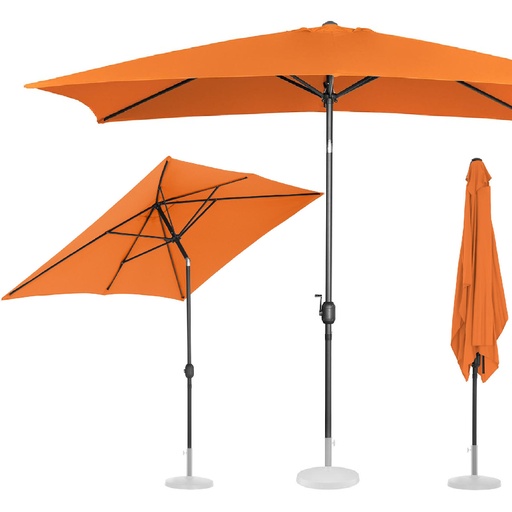 Stačiakampio formos pakreipiamas sodo skėtis su rankenėle 200 x 300 cm oranžinės spalvos