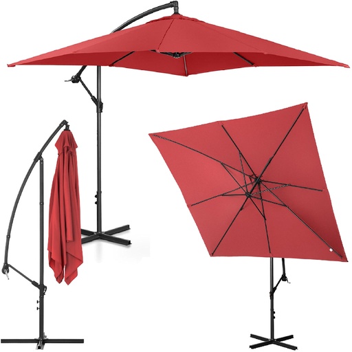 Kvadratinis "Boom" sodo skėtis 250 x 250 cm bordo spalvos