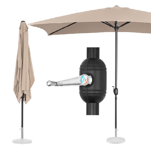 Rectangular garden umbrella with crank 200 x 300 cm cream