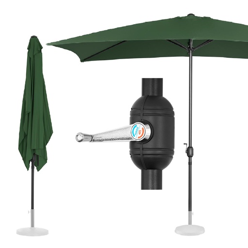 Rectangular garden umbrella with crank 200 x 300 cm green