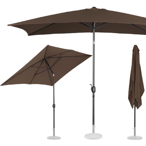 Rectangular garden umbrella tilt with crank 200 x 300 cm brown