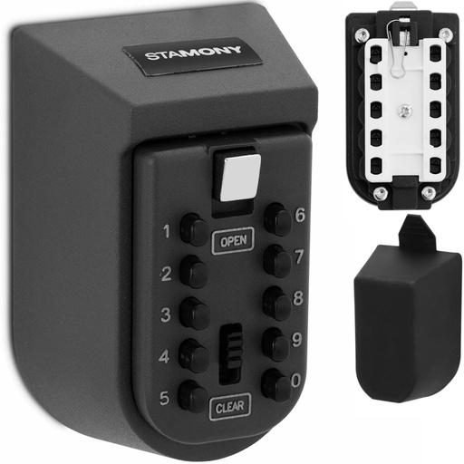 Outdoor lockbox wall key safe with combination lock